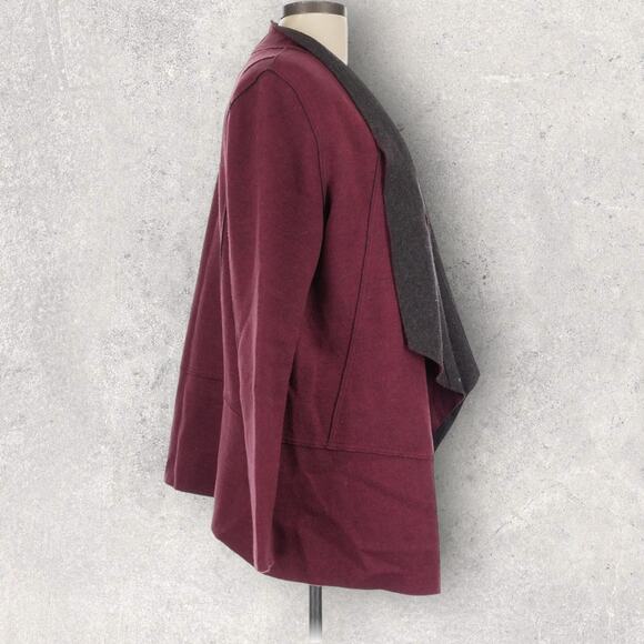 Eileen Fisher Merino Double-Knit Kimono Jacket Womens Large Burgundy Maroon - Picture 4 of 6